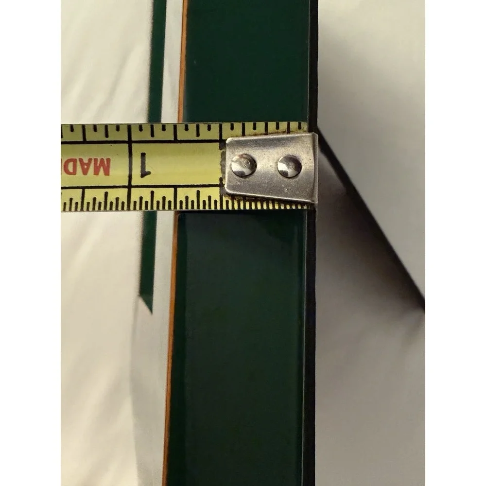 Martin Aborn Frame Green Lacquer Reeded Gold Trim Embossed Back Italy 9x7
